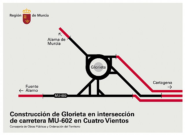 Plano del proyecto de obras para la construcción de una nueva glorieta en la intersección de la carretera MU-602, en la variante de Fuente Álamo, Foto 1