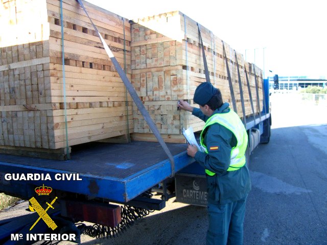 La Guardia Civil inmoviliza un transporte de 25.000 kilos de madera de pino - 1, Foto 1