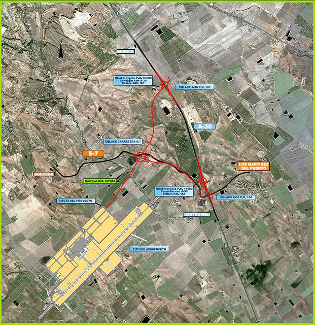 Mapa del acceso norte al futuro Aeropuerto Internacional de la Región desde la autovía Murcia-Cartagena, Foto 1