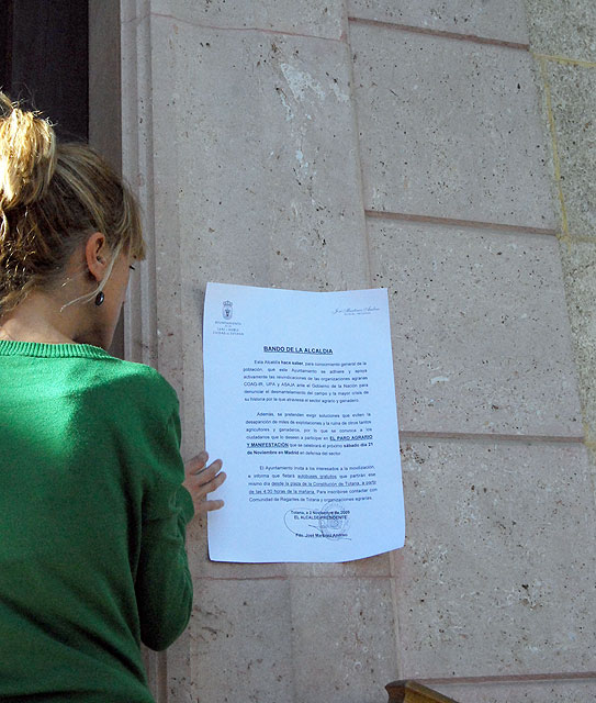 Alcaldía pide a los vecinos en un bando que se sumen a las reivindicaciones del sector de la agricultura, Foto 1