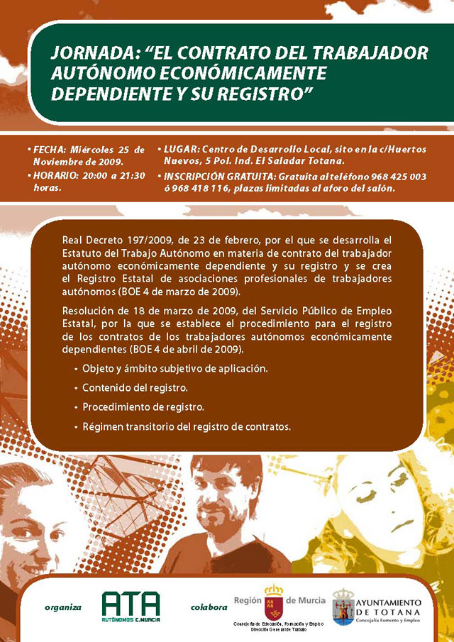 La Asociación de Trabajadores Autónomos de Murcia impartirá una charla informativa el próximo miércoles 25 de noviembre, Foto 1
