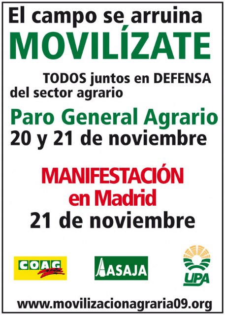El Ayuntamiento de Abarán se solidariza con el sector agrícola y ganadero y anima a la población a asistir a la manifestación de este sábado en Madrid - 1, Foto 1