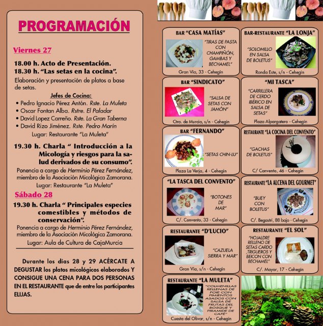 Once bares y restaurantes de Cehegín participarán en las I Jornadas Micológicas - 3, Foto 3