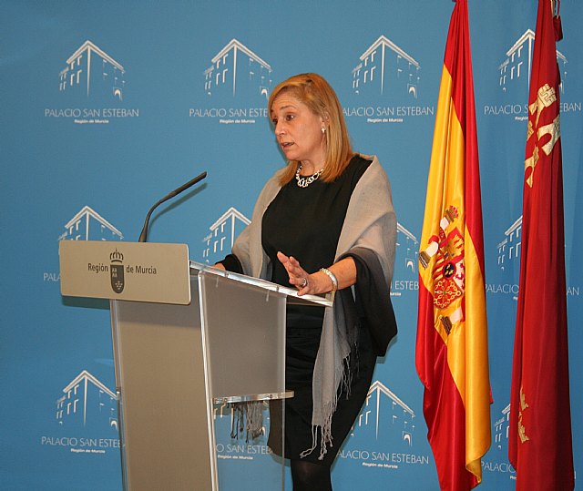 La portavoz del Gobierno regional, María Pedro Reverte, en la rueda de prensa para informar de los asuntos aprobados por el Consejo de Gobierno, Foto 1