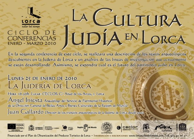 La segunda conferencia del Ciclo de Conferencias “La Cultura Judía en Lorca” se celebrará el próximo lunes día 25. - 1, Foto 1