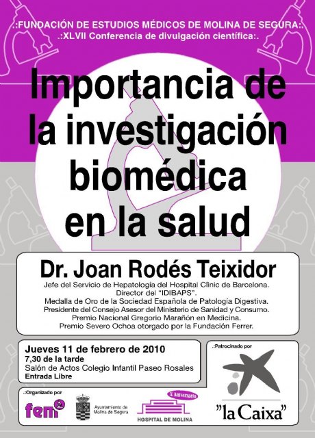 La Fundación de Estudios Médicos de Molina de Segura presenta una conferencia de divulgación científica sobre la investigación biomédica - 2, Foto 2