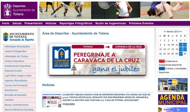 La recién creada página web de Deportes registra una media de más de 3.000 visitas mensuales, durante sus dos primeros meses de andadura, Foto 1