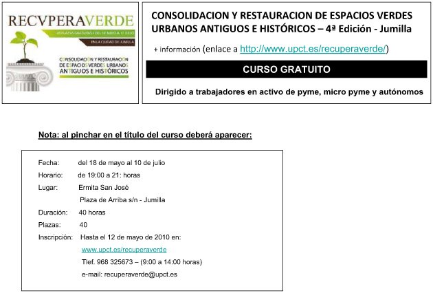 Jumilla acogerá un curso de ‘Consolidación y Restauración de Espacios Verdes’ - 1, Foto 1