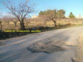 El Grupo Municipal Socialista se hace eco de la 'situación lamentable que presentan los caminos rurales de Caravaca'