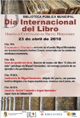 Jumilla conmemorará el Día Internacional del Libro con distintas actividades en homenaje a Miguel Hernández