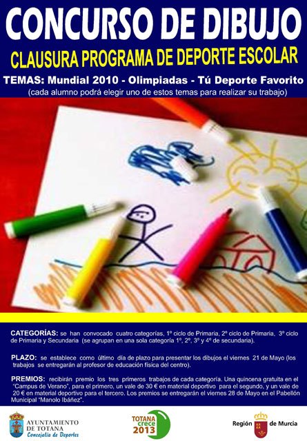 La concejalía de Deportes, en colaboración con los centros docentes de Totana, organizan un concurso de dibujo - 1, Foto 1
