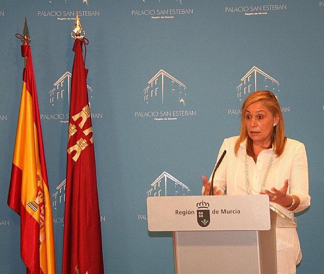 La portavoz del Gobierno regional, María Pedro Reverte, en la rueda de prensa para informar de los asuntos acordados por el Consejo de Gobierno, Foto 1