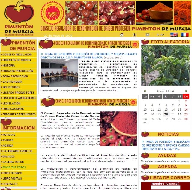 La concejalía de Nuevas Tecnologías diseña y desarrolla la página web del Consejo Regulador de D.O. del pimentón de Murcia, Foto 1