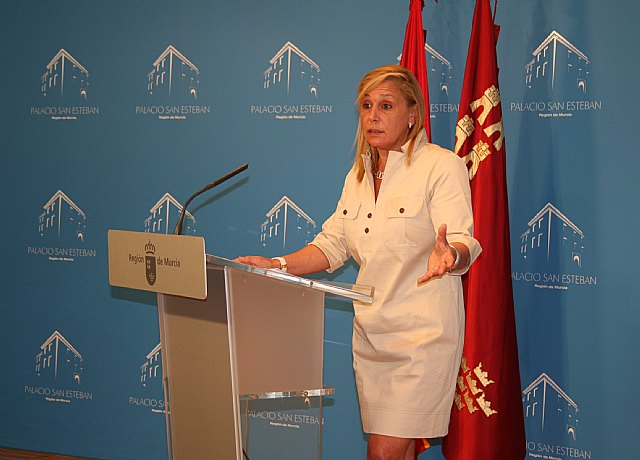 La portavoz del Gobierno regional, María Pedro Reverte, en la rueda de prensa para informar de los asuntos acordados por el Consejo de Gobierno, Foto 1