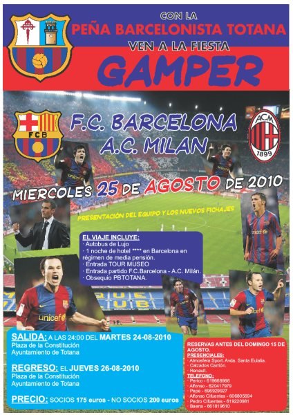 La PB Totana organiza un viaje para la fiesta Gamper 2010, Foto 1