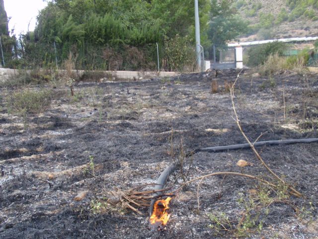 Protección Civil, Bomberos, Agentes Forestales y Policía Local de Totana participan en las labores de extinción de un incendio, Foto 1