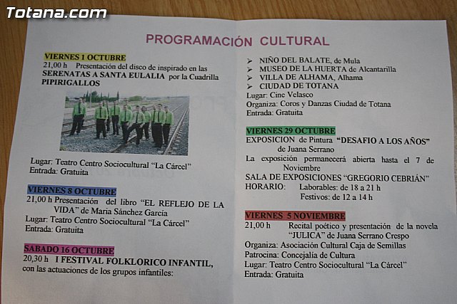 La programacin cultural del mes de octubre se abre el prximo viernes 1 de octubre - 15