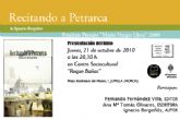 El jueves 21 de octubre, Ignacio Borgoños presenta su libro Recitando a Petrarca
