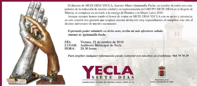 El viernes 22 de octubre se entregarán los premios de 2010 de Siete dias Yecla - 1, Foto 1