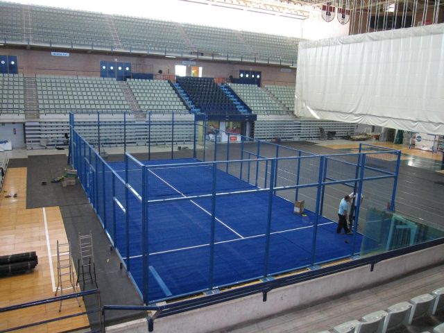 Comienza el montaje de la pista de pádel en el Palacio de Deportes para el I Internacional de Pádel Ciudad de Murcia - 4, Foto 4