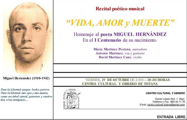 Recital de poesía homenaje a Miguel Hernández en el centenario de su nacimiento - 1, Foto 1