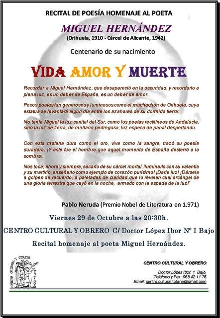 Recital de poesía homenaje a Miguel Hernández en el centenario de su nacimiento - 2, Foto 2