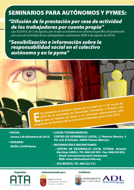 El CDL llevará a cabo el próximo 2 de diciembre un programa de difusión de la prestación por cese de actividad de los trabajadores por cuenta propia, Foto 1