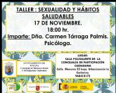 El próximo 17 de noviembre se impartirá un taller de sexualidad y hábitos saludables