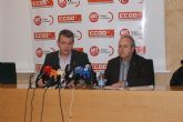 Los Secretarios generales de UGT y CCOO Regin de Murcia han comparecido esta mañana en rueda de prensa