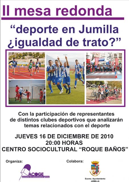 La asociación de comunicadores Gémina celebra, este jueves 16 de diciembre, una mesa redonda sobre ´Deporte en Jumilla, ¿igualdad de trato?´ - 1, Foto 1