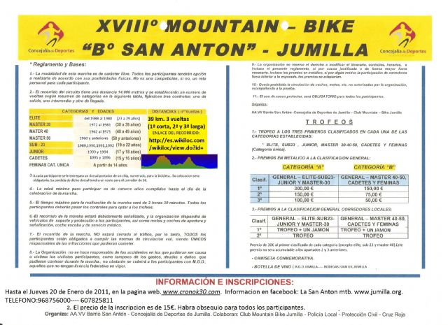 Todo preparado para la XIX Mountain Bike Barrio San Antón que se celebra el próximo 23 de enero - 1, Foto 1