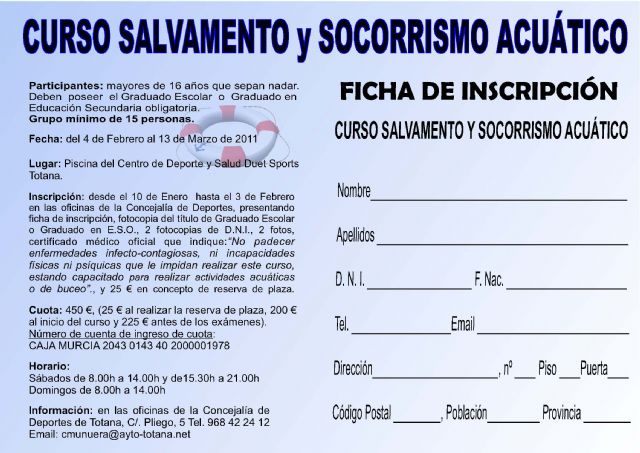 La concejalía de Deportes organiza un nuevo curso de salvamento y socorrismo acuático, Foto 2