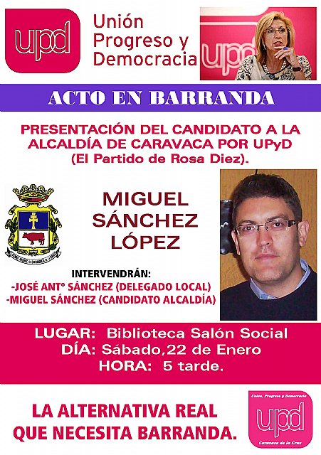 UPyD inicia su ronda de actos en pedanías el próximo sábado en Barranda - 1, Foto 1