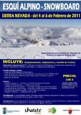 Deportes, en colaboración con la Asociación Charate, organiza del 4 al 6 de febrero un fin de semana en Sierra Nevada para practicar esquí