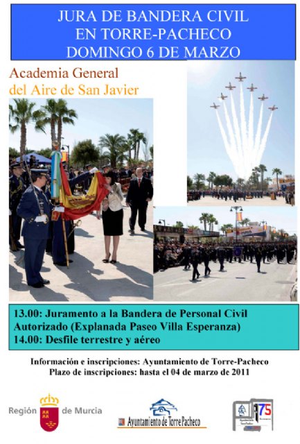Torre-Pacheco celebrará una Jura de Bandera Civil el 6 de marzo - 2, Foto 2