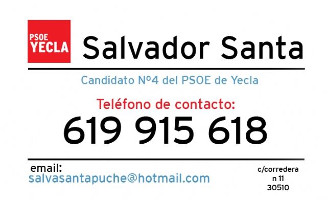 El candidato de la lista del PSOE de Yecla, Salvador Santa, se compromete públicamente a ´estar en calle con los ciudadanos y ser su voz´ - 2, Foto 2