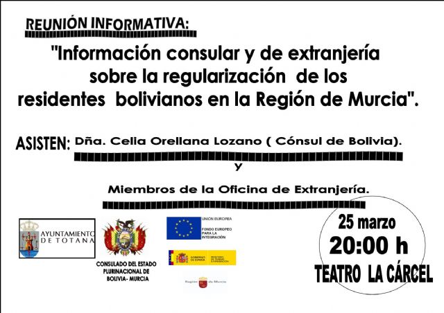 The Consul of Bolivia will visit March 25 Totana, Foto 1