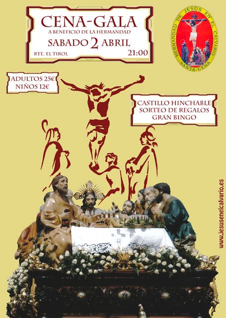 La Hermandad de Jesús en el Calvario y Santa Cena organiza una cena-gala mañana sábado, Foto 2