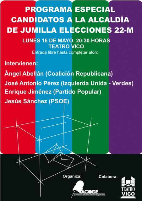 El lunes 16 de mayo, los candidatos a la alcadía de Jumilla participan en un programa especial organizado por ACOGE - 1, Foto 1