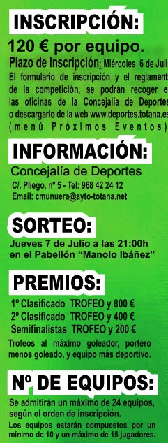 El Torneo de Fútbol-Sala Ciudad de Totana tendrá lugar los días 1, 2 y 3 de julio, Foto 3