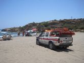 Socorristas Acuticos de Cruz Roja adscritos al Plan COPLA 2011 del Ayuntamiento rescatan a cinco bañistas, pertenecientes a una misma familia