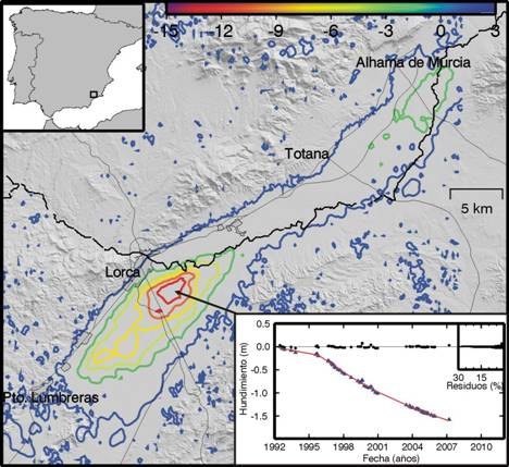 Lorca se hunde unos 10 centmetros cada año, Foto 1