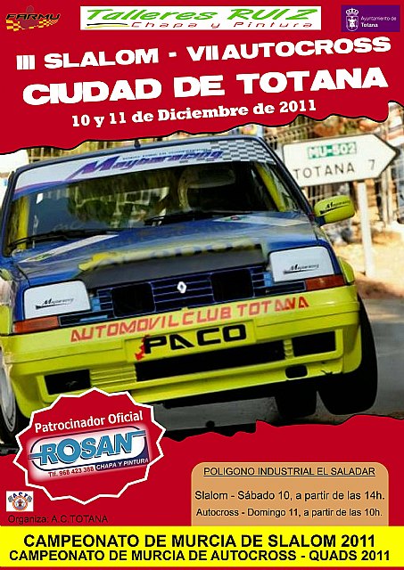 El III Slalom y VII Autocross Ciudad de Totana tendán lugar el 10 y 11 de diciembre - 1, Foto 1