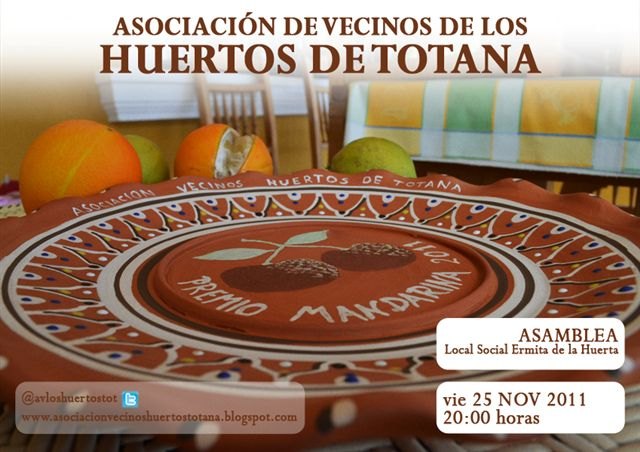 El próximo viernes 25 de Noviembre se va a celebrar la Asamblea de la Asociacion de vecinos de los huertos - 1, Foto 1