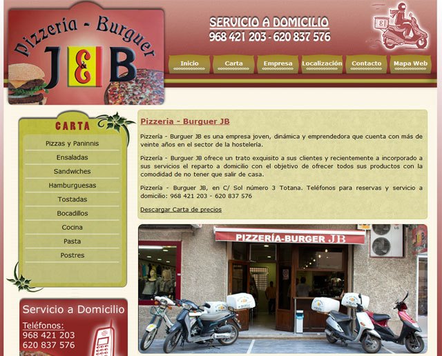Pizzería – Burguer JB estrena página web, Foto 1