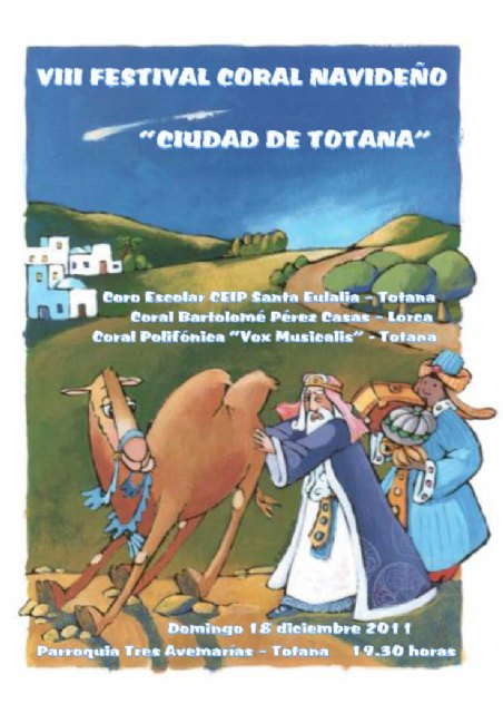 El próximo domingo 18 de diciembre tendrá lugar el VIII Festival Coral Navideño “Ciudad de Totana”, Foto 1