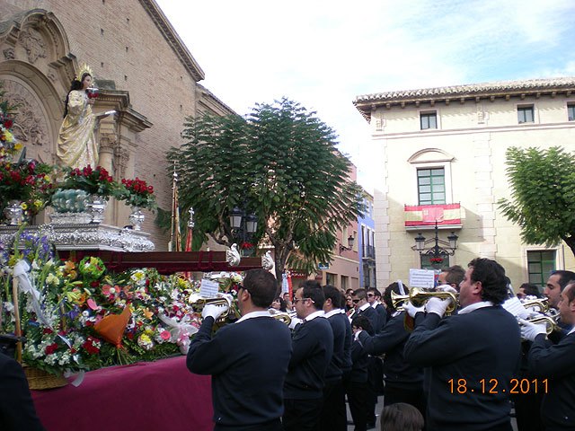 La Banda de cornetas y tambores del Ilustre Cabildo Superior de Procesiones de Totana participó en la ofrenda floral a Santa Eulalia - 1, Foto 1