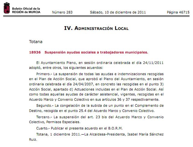 Los socialistas denuncian que mientras la alcaldesa cobra casi 4.000€ al mes, suspende las ayudas sociales a todos los trabajadores, Foto 1