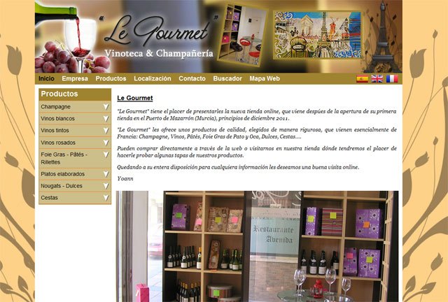 Aspecto de la página principal de tiendalegourmet.es, Foto 1