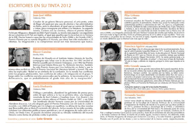 Juan José Millás, Lucía Etxebarría, Pilar Urbano y Fernando Savater serán algunos de los protagonistas del Ciclo de Encuentros Literarios Escritores en su tinta 2012 de Molina de Segura - 1, Foto 1